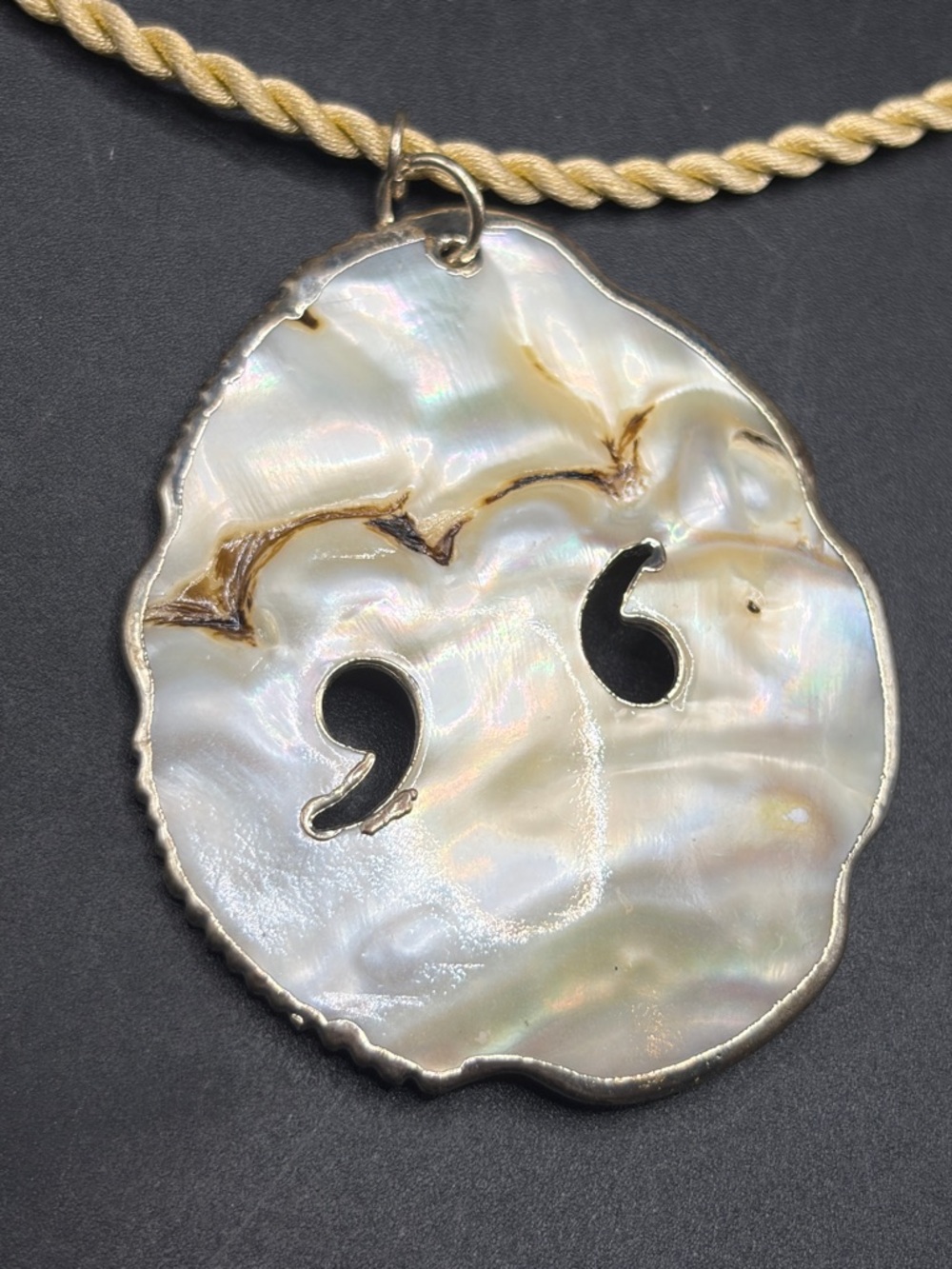 Blister Pearl Mother of Pearl Handmade Cord Necklace Boho Whimsigoth Jewelry
